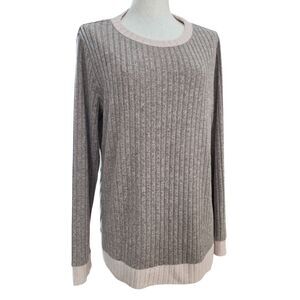 SAMPEEL Womens XL Top Long Sleeve Shirt Lightweight Sweater Taupe Longline